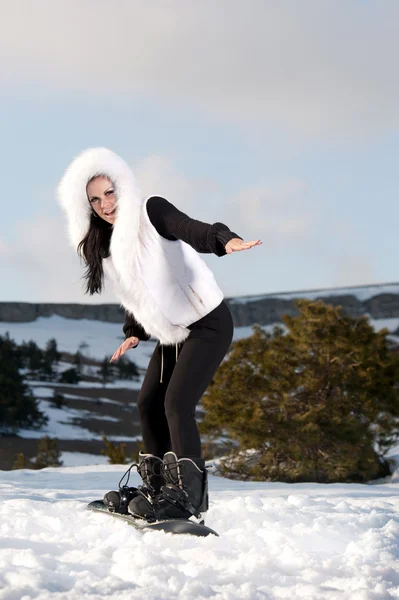 Chica con snowboard — Foto de Stock