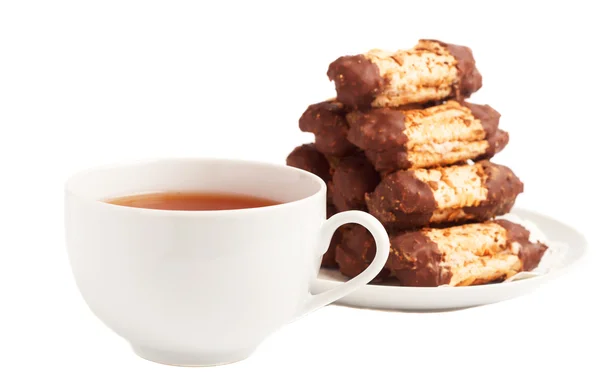 Cup of tea and chocolate cookies — Stock Photo, Image