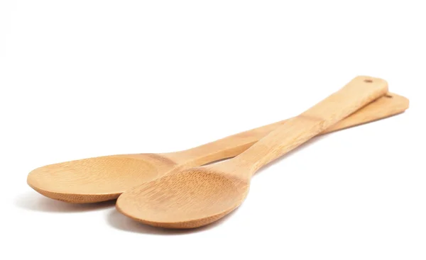 stock image Two wooden spoons on white