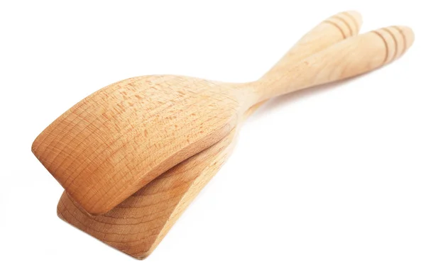 Two wooden spoons on white — Stock Photo, Image