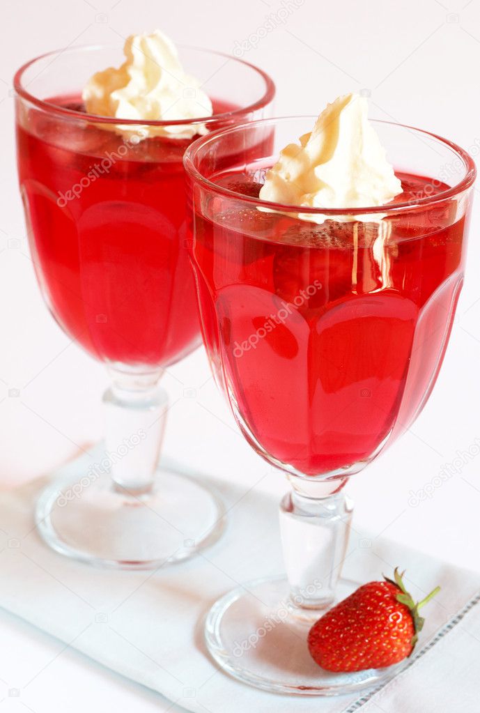 Strawberry jelly with cream — Stock Photo © Elenat #5780064