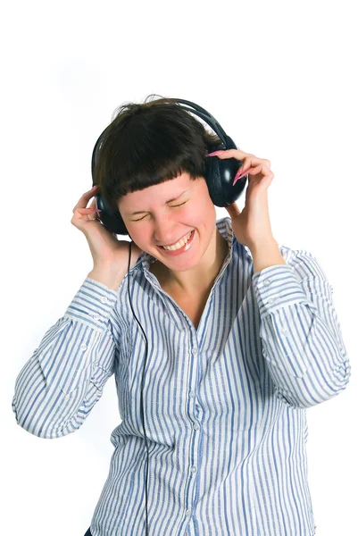 La fille écoute de la musique — Photo