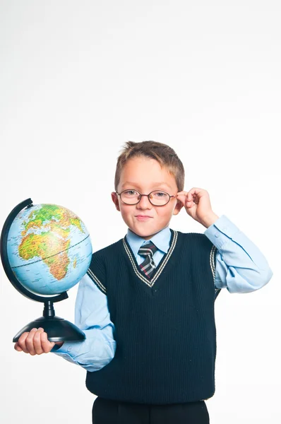 The boy with the globe — Stock Photo, Image