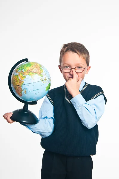 The boy with the globe — Stock Photo, Image