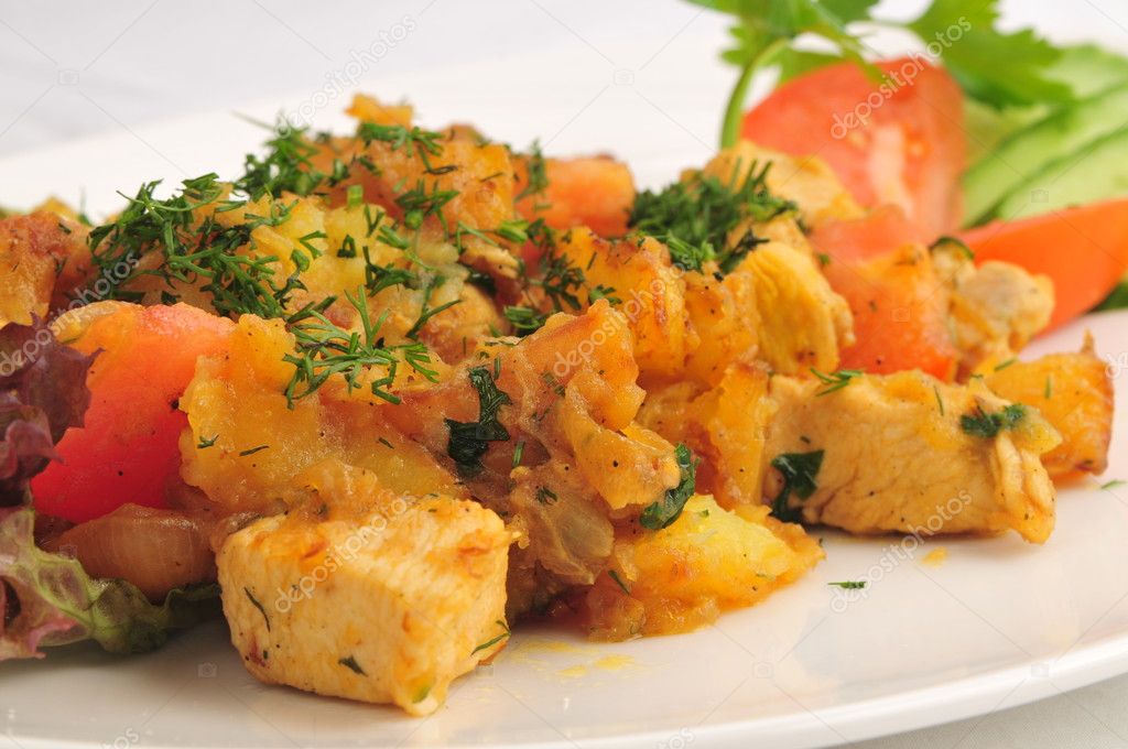 meat fried with a potato — stock photo 08 МихаилСми