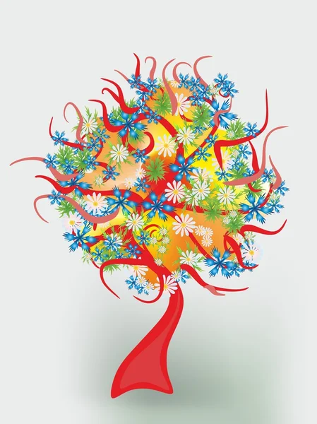 Fond printanier floral. Arbre fantastique . — Image vectorielle