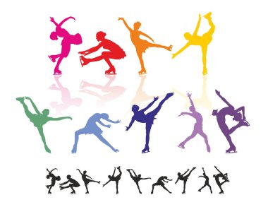 Figure skating silhouettes clipart