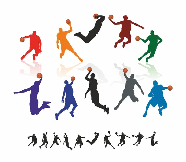Joueur de basket et vecteur de balle — Image vectorielle