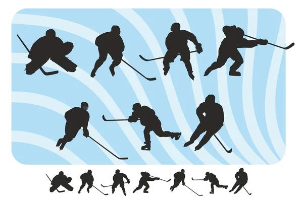 Hockey silhouetten set — Stockvector