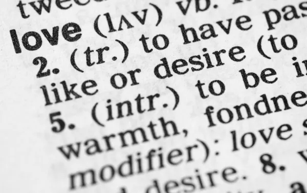 Definición de la palabra amor en el diccionario Imagen de stock