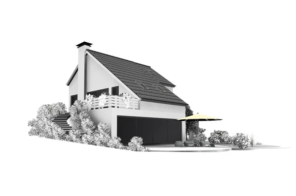 Detached house in black and white