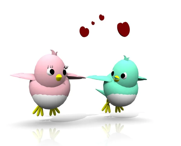 3D ptáci lásky — Stock fotografie