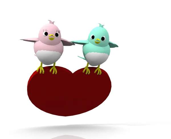 3d birds flying heart — Stock Photo, Image