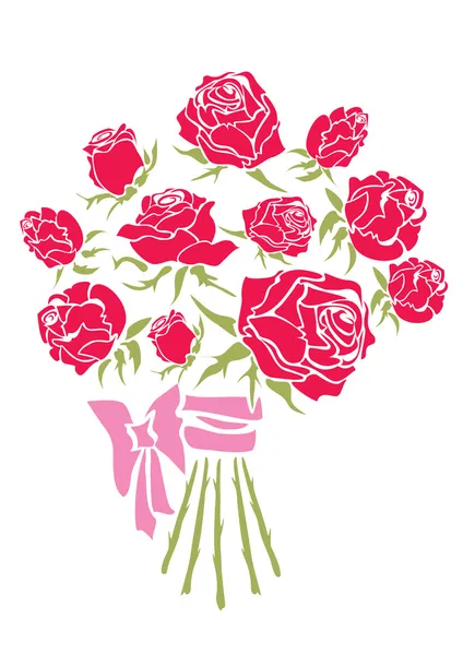 赤いバラの花束。 — ストックベクタ