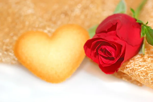 Red Rose with heart — Stock Photo, Image