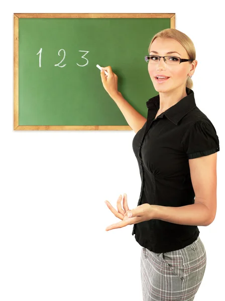 Młody nauczyciel pisania liczb — Zdjęcie stockowe