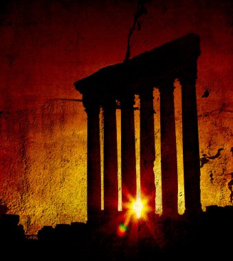 Jupiter's temple over sunset, Baalbek, Lebanon clipart