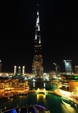 Dubai downtown at night clipart