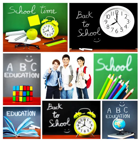 Collage di concetto di ritorno a scuola — Foto Stock