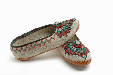 Folk slippers from the Polish highlanders clipart