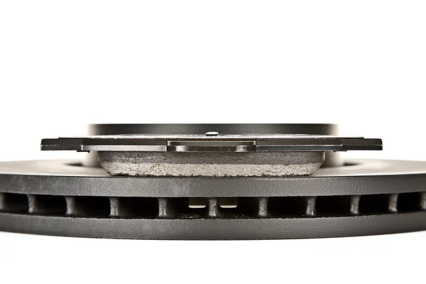 Vista lateral del disco de freno y la almohadilla de freno — Foto de Stock