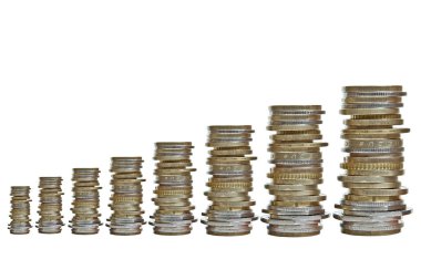 Growing piles of various coins clipart