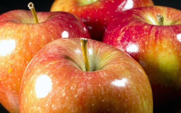 stock image Red apples and fresh on a black background