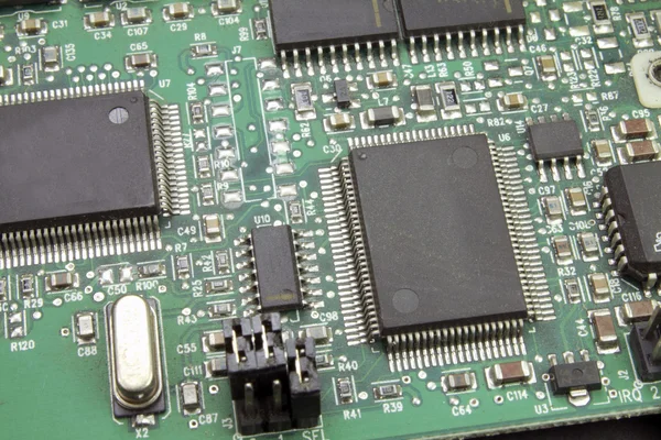 Electronic circuit boards and solder components with chips — Stock ...