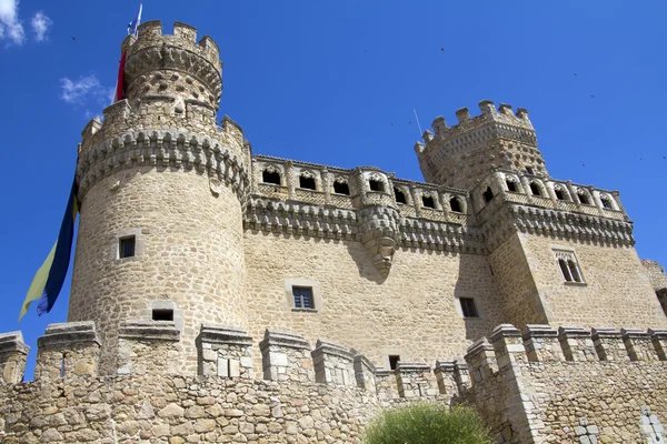Středověký hrad v manzanares del real, Španělsko — Stock fotografie