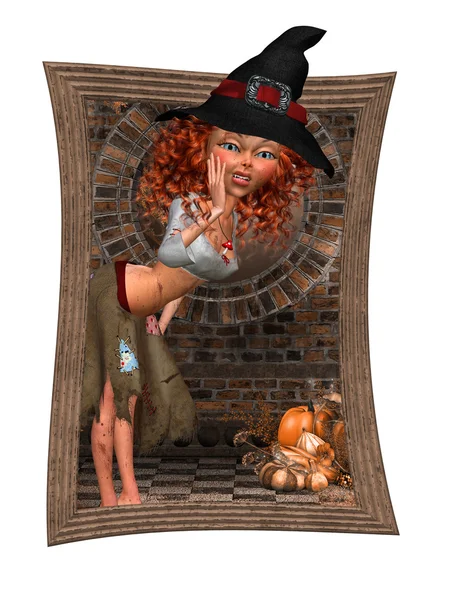 Trükk, vagy a pálya halloween boszorkány Stock Kép