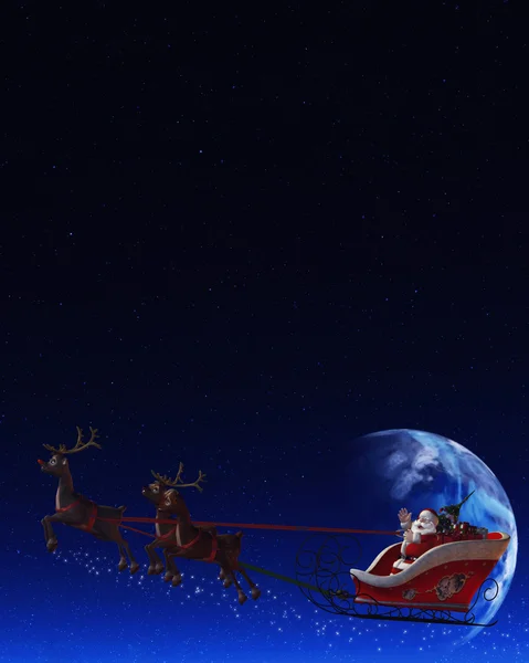 Santa claus a jeho soby — Stock fotografie