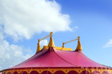 Circus tent red pink color four towers clipart