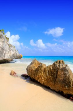 Caribbean beach tulum Meksika altında Maya Harabeleri