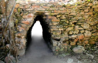 Arch of Mayan culture in Tulum ruins entrance clipart