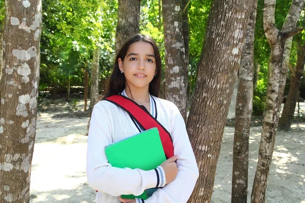 Hispanic latin teenager girl backpack in Mexico park — Stock Photo, Image