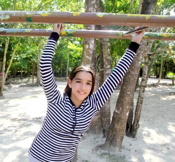 Hispanic latin teenager girl playing in park playground — Stock Photo, Image