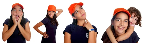 Beautiful Latin teen hispanic girl mixed gestures — Stock Photo, Image