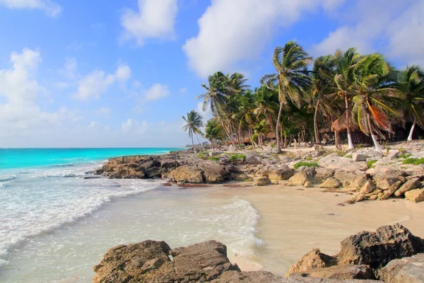 Karaiby tulum Meksyk tropikalnej plaży turkus — Zdjęcie stockowe
