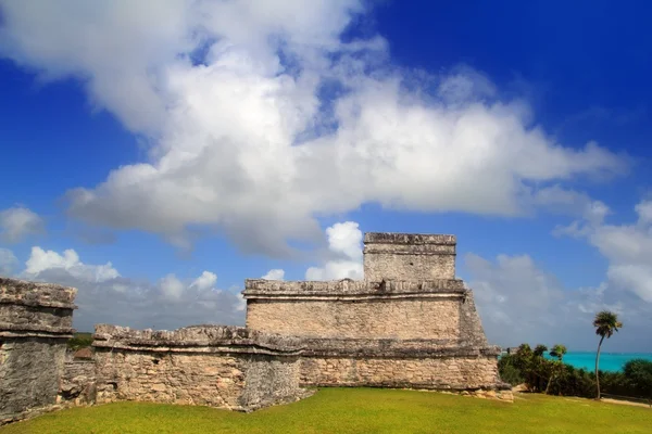 Oude Maya ruïnes tulum Caribische turkoois — Stockfoto