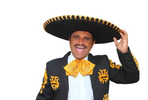 Charro mariachi portrait singing shout on white — Stock Photo, Image