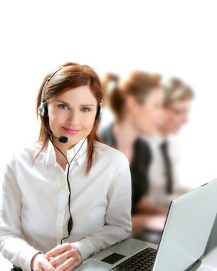 Business helpdesk with beautiful woman clipart
