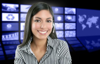 Beautiful indian woman television news presenter clipart