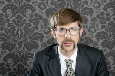 Businessman nerd retro glasses portrait clipart