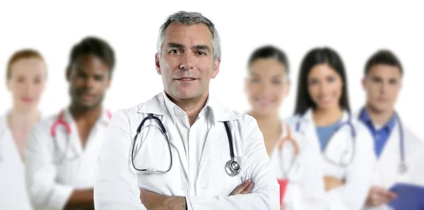 Expertise Arzt multiracial Krankenschwester Team Reihe — Stockfoto