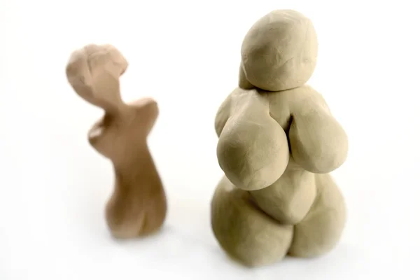 Fat woman handmade plasticine figurine — Stock Photo, Image