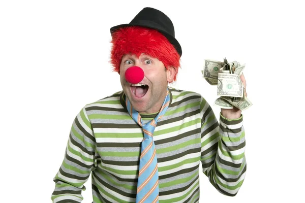 stock image Clown with many dollar notes in hand