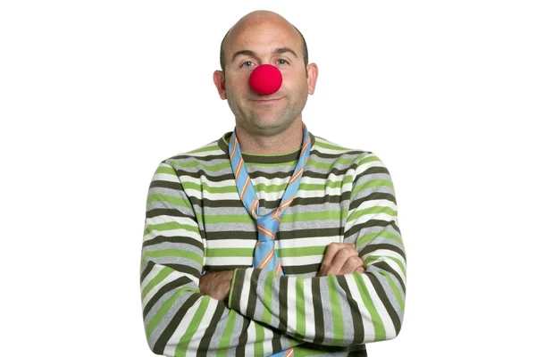 stock image Actor clown posing clown nose and tie