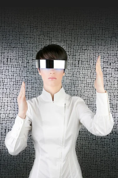 Futuristic modern businesswoman steel glasses — Stock Photo, Image