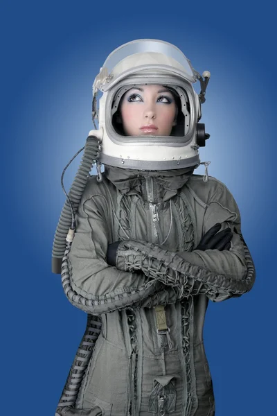 Avion astronaute vaisseau spatial casque femme mode — Photo