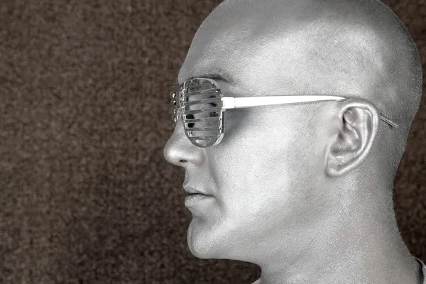 Portrét profil stříbrný cizí muž mimozemský — Stock fotografie